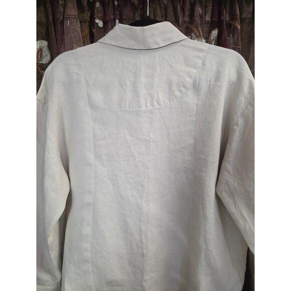 Parachute 100% Linen Button Down Shirt Top Beig Oversized Long Sleeve Size Small - Picture 9 of 12
